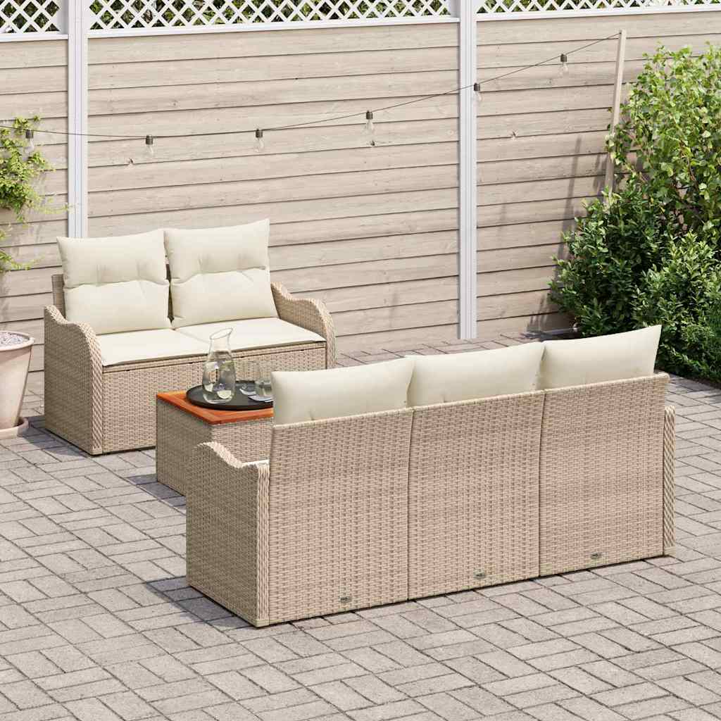 Garten-Sofa-Set 6 pcs Beige und Creme 55 x 55 x 37 cm